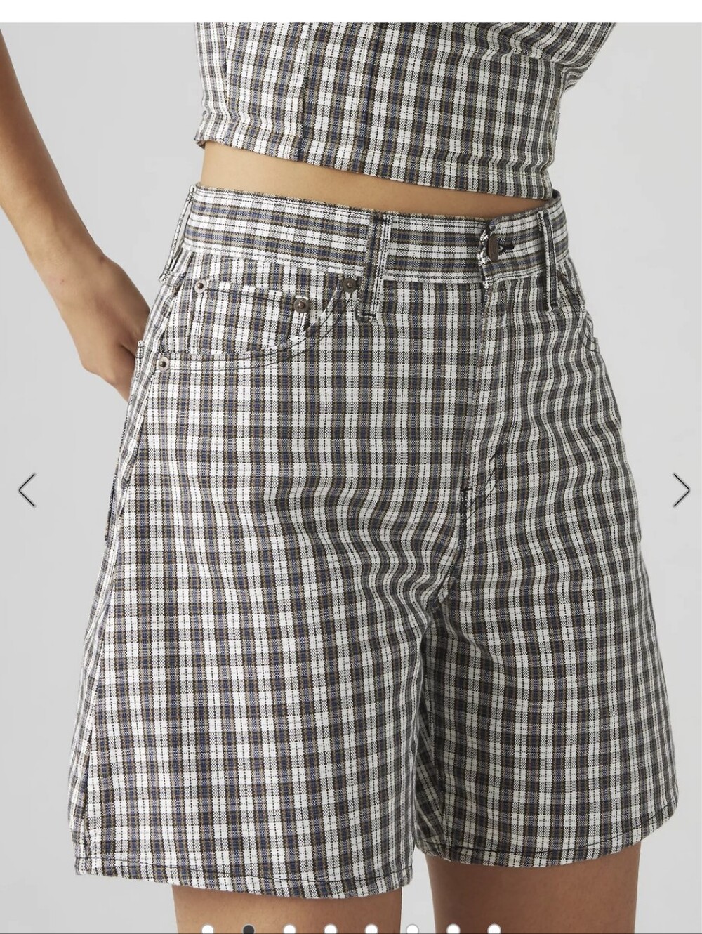 Levi's High Rise Baggy Shorts, Plaid, Size 30